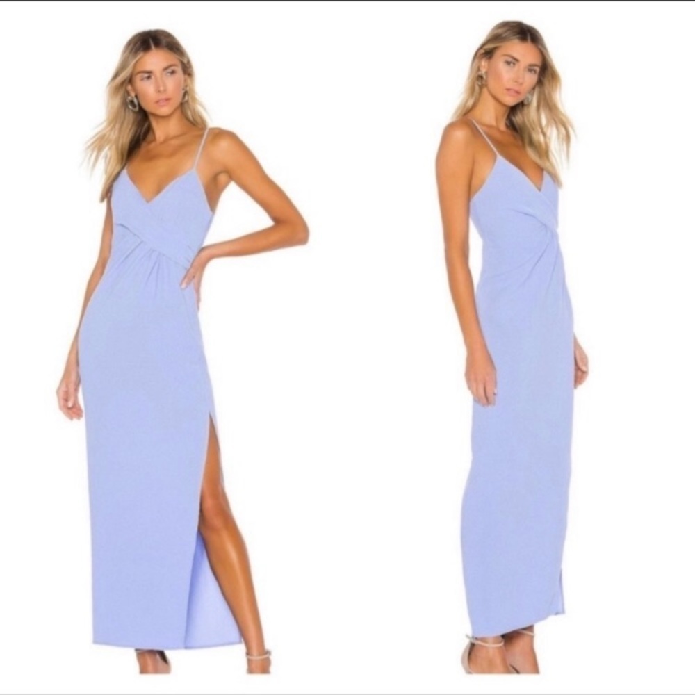 NWOT NBD Saanvi Gown in Periwinkle Blue Maxi Slit